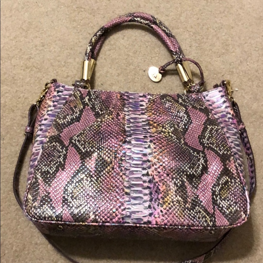 Brahmin Purse Leather Brand New Pink Snake Style